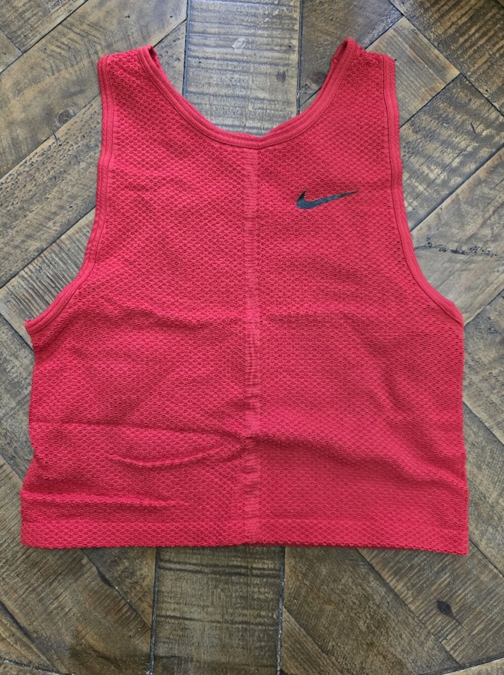 Nike Bright Red Dri-FIT Mesh Crop Tank